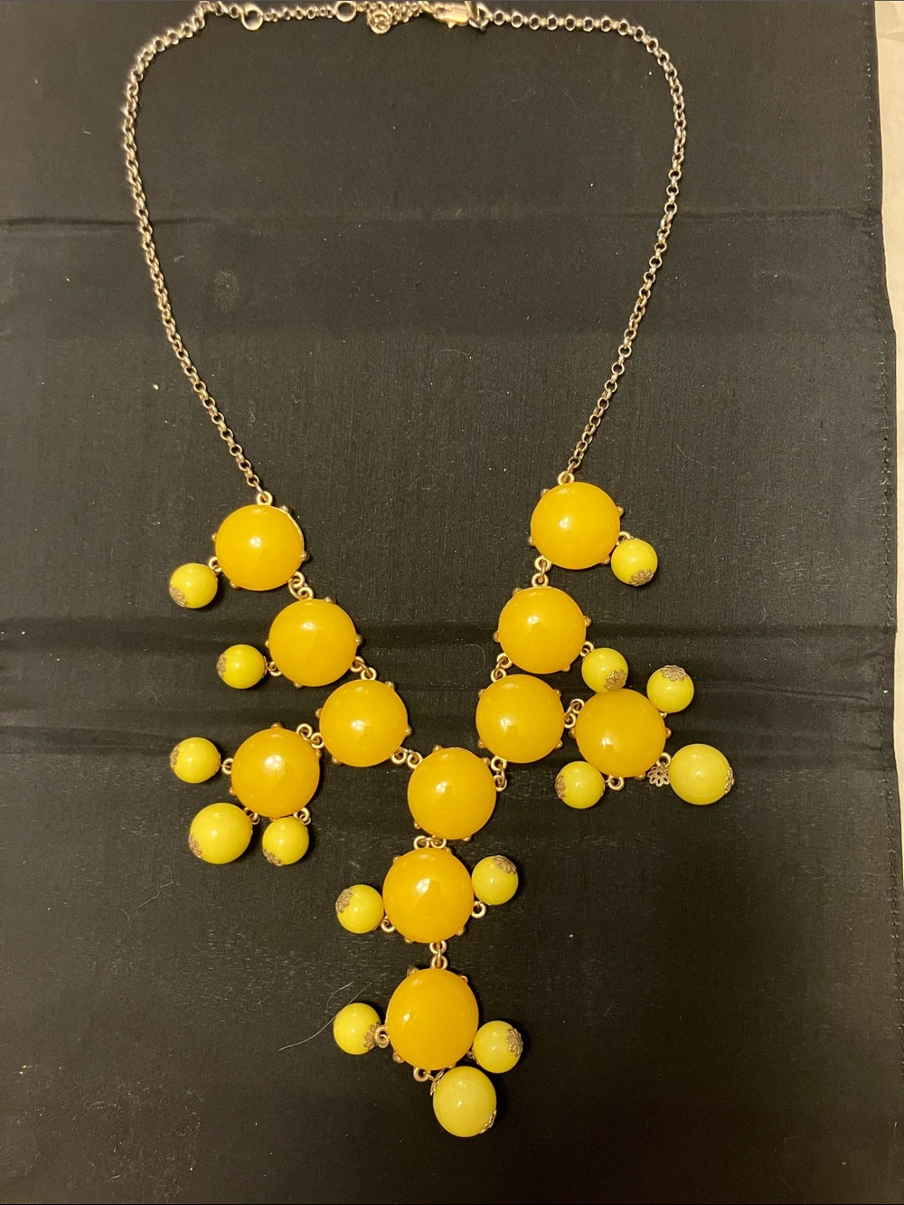J. Crew Yellow Bubble Bib Necklace with Gold color chain and details